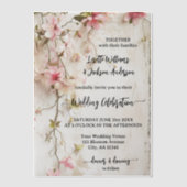 ボホシックピンクフローラエレガントな結婚式 ベラム紙招待状 (正面)