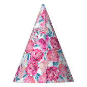 ボホシックピンクフローラカスタムフォトハッピーバースデー パーティーハット (裏面)