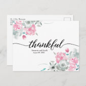 ボホシックピンクホワイトウォーターフローラ結婚ズ 案内ポストカード (正面/裏面)