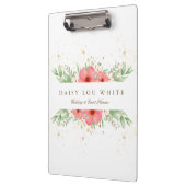 ボホシックピンク&アイボリーグリーンリーフローラビジネス クリップボード (左)