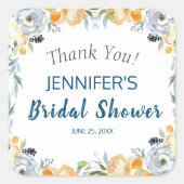 ボホシックピーチフローラブライダルシャワー スクエアシール (正面)