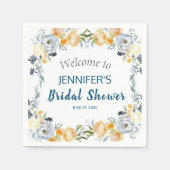 ボホシックピーチフローラブライダルシャワー スタンダードカクテルナプキン (正面)