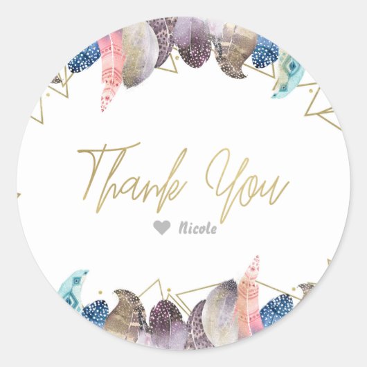 ボホシックフェザーズグ素朴ラム&金ゴールドパーティーの好意 ラウンドシール (正面)