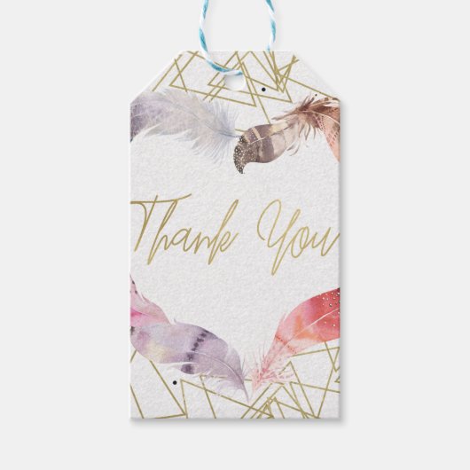 ボホシックフェザーハートグラムカスタムパーティーフェイト ギフトタグ (正面)