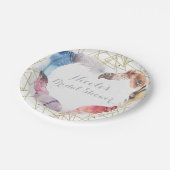 ボホシックフェザーハートパーソナライズされたパーティー ペーパープレート (アングル)