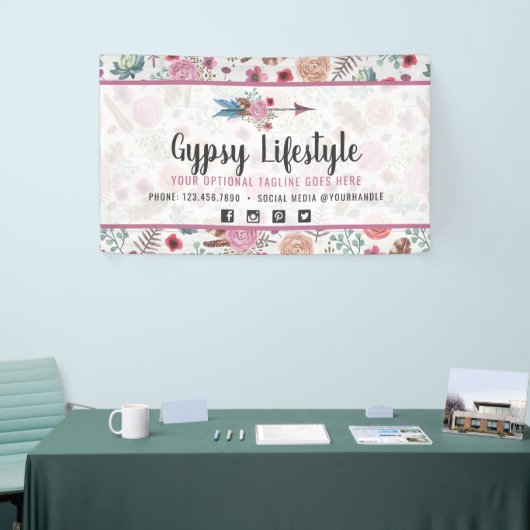 ボホシックフェザ素朴ーアローウォーターカラーボヘミアン 横断幕 (トレードショー)