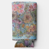 ボホシックフラワーガーデンウォーターカラー絵画ズ スリム缶クーラー (裏面)