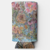 ボホシックフラワーガーデンウォーターカラー絵画ズ スリム缶クーラー (正面)