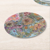 ボホシックフラワーガーデンウォーターカラー絵画ズ ラウンドペーパーコースター (アングル)