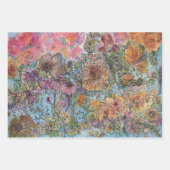 ボホシックフラワーガーデンウォーターカラー絵画ズ ラッピングペーパーシート (正面)