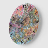 ボホシックフラワーガーデンウォーターカラー絵画ズ ラージ壁時計 (傾斜)