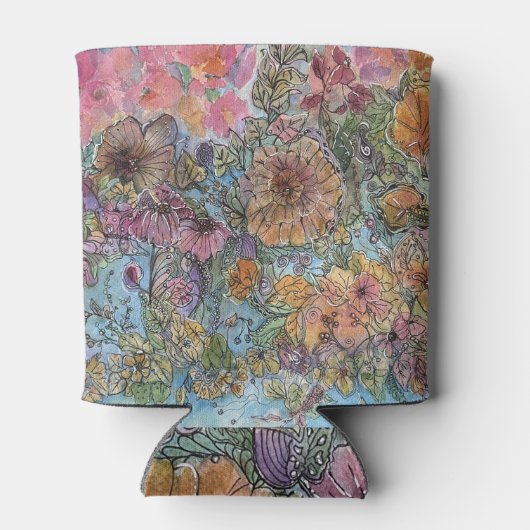 ボホシックフラワーガーデンウォーターカラー絵画ズ 缶クーラー (裏面)