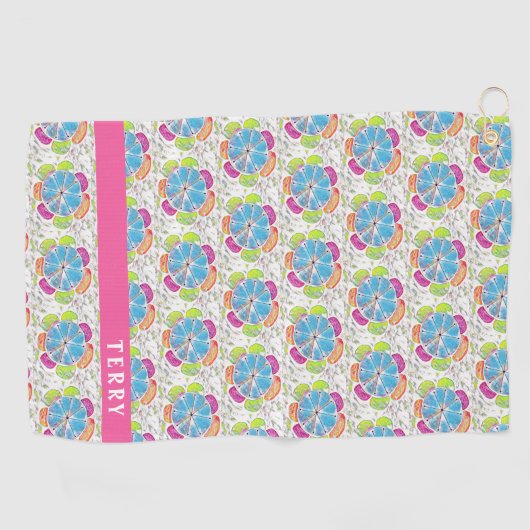 ボホシックフラワーレディーズパーソナライズされた ゴルフタオル (横)