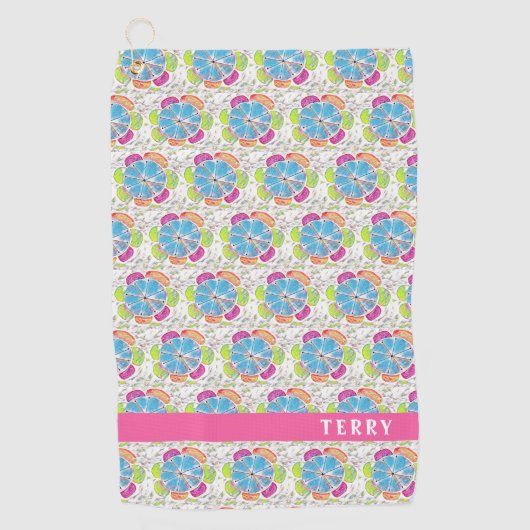 ボホシックフラワーレディーズパーソナライズされた ゴルフタオル (正面)