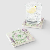 ボホシックフランスのなカントリーラベンダーヴィンテージ ストーンコースター (横)