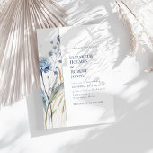 ボホシックフランスのブルーワイルドフラワー結婚ズ 招待状