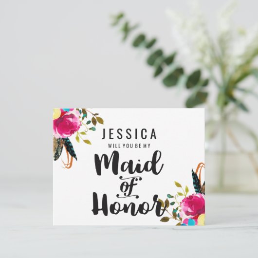 ボホシックフローラが私のメイド・オブ・オーナー(花嫁付き添い人) 招待状 (スタンド正面)