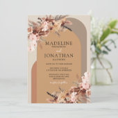 ボホシックフローラアジサイ水カラートアーチズ結婚ズ 招待状 (スタンド正面)