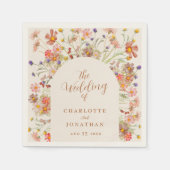 ボホシックフローラアーチ秋の結婚式ナプキンス スタンダードカクテルナプキン (正面)