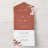 ボホシックフローラウォーターカラーテラコッタ結婚ズ オールインワン招待状 (内側)
