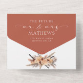 ボホシックフローラウォーターカラーテラコッタ結婚ズ オールインワン招待状 (裏面)