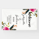 ボホシックフローラウォーターカラー結婚ズウェルカム 横断幕 (横)