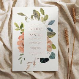 ボホシックフローラウォーターカラー結婚式招待状 招待状