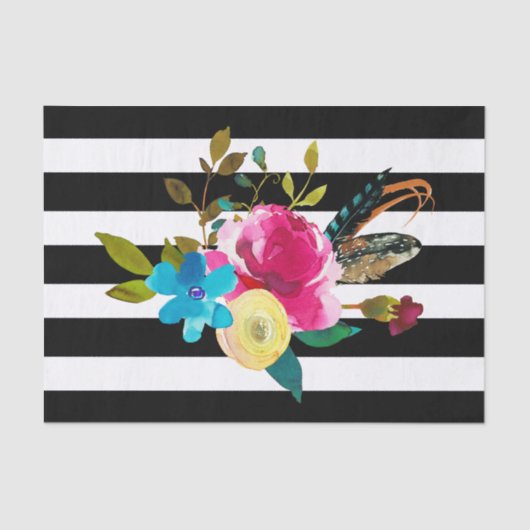 ボホシックフローラウォーターストライプカラー&結婚ズ 薄葉紙 (正面)