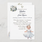 ボホシックフローラガールズバプテスマ 招待状 (正面/裏面)