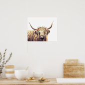 ボホシックフローラクラウンロングハイランドカウズ ポスター (キッチン)