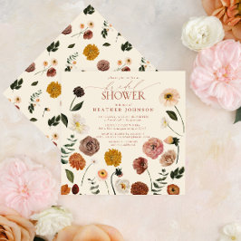 ボホシックフローラテラコッタモダンブライダルシャワー 招待状