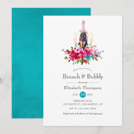 ボホシックフローラブランチアンドバブリーブライダルシャワー 招待状