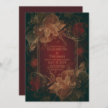 ボホシックフローラブルゴーニュと金ゴールドテーマ。