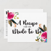 ボホシックフローラブーケブライダルシャワーレシピカード ポストカード (正面/裏面)