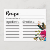 ボホシックフローラブーケブライダルシャワーレシピカード ポストカード (裏面)