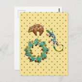 ボホシックフローラリザードベアーサウスウエスタン ポストカード (正面/裏面)