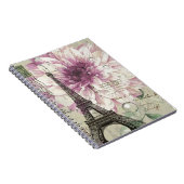 ボホシックフローラヴィンテージパリエッフェルタワー ノートブック (右側)