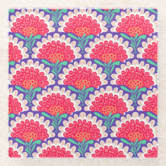 ボホシックフローラヴィンテージプリント。 ガラスコースター