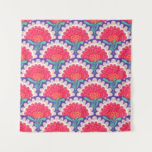 ボホシックフローラヴィンテージプリント。 タペストリー (正面)