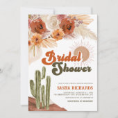 ボホシックフローラ素朴砂漠ブライダルシャワー 招待状 (正面)