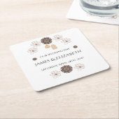 ボホシックフローラ結婚ズ スクエアペーパーコースター (アングル)