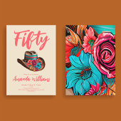 ボホシックフローラ50番誕生日 招待状