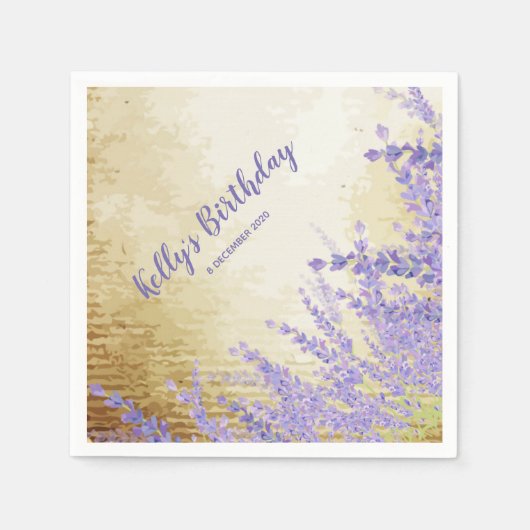 ボホシックフローラ，ラベンダー，カクテル紙ナプキンス スタンダードカクテルナプキン (正面)