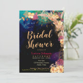 ボホシックブライダルシャワーボヘミアンフローラ&フェザー 招待状 (スタンド正面)