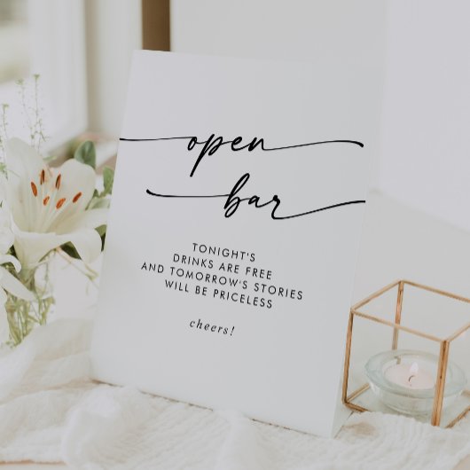 ボホシックブラックアンドホワイトオープンバー結婚ズ 台座サイン