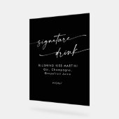 ボホシックブラック結婚のシグネチャードリンク アクリルサイン (傾斜)