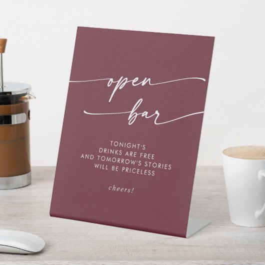 ボホシックブルガンディレッドオープンバー結婚ズ 台座サイン (インサイチュ)