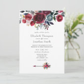 ボホシックブルゴーニュとネイビーフローラ結婚ズ 招待状 (スタンド正面)