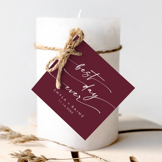 ボホシックブルゴーニュ最高のレッドデイエバ結婚ーズ フェイバータグ