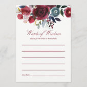 ボホシックブルゴーニュ&ネイビーオータム秋の結婚式 アドバイスカード (正面)